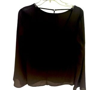 Fabrik deep v open back dress shirt NWT flowy sleeves silky chiffon style S